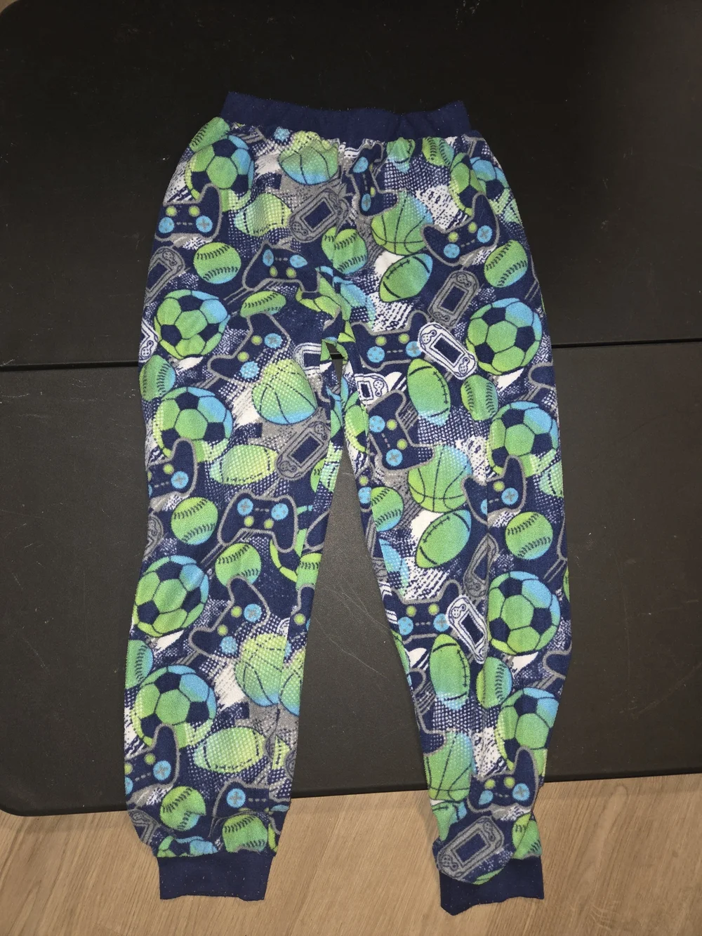Kids Blue & Green Sports Print Pajama Pants